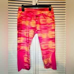 💖 Avia Small Bright Pink & Orange Active Capri Leggings Active Wear Workout